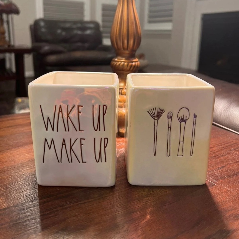 Rae Dunn WAKE UP MAKE UP Brush Cups
